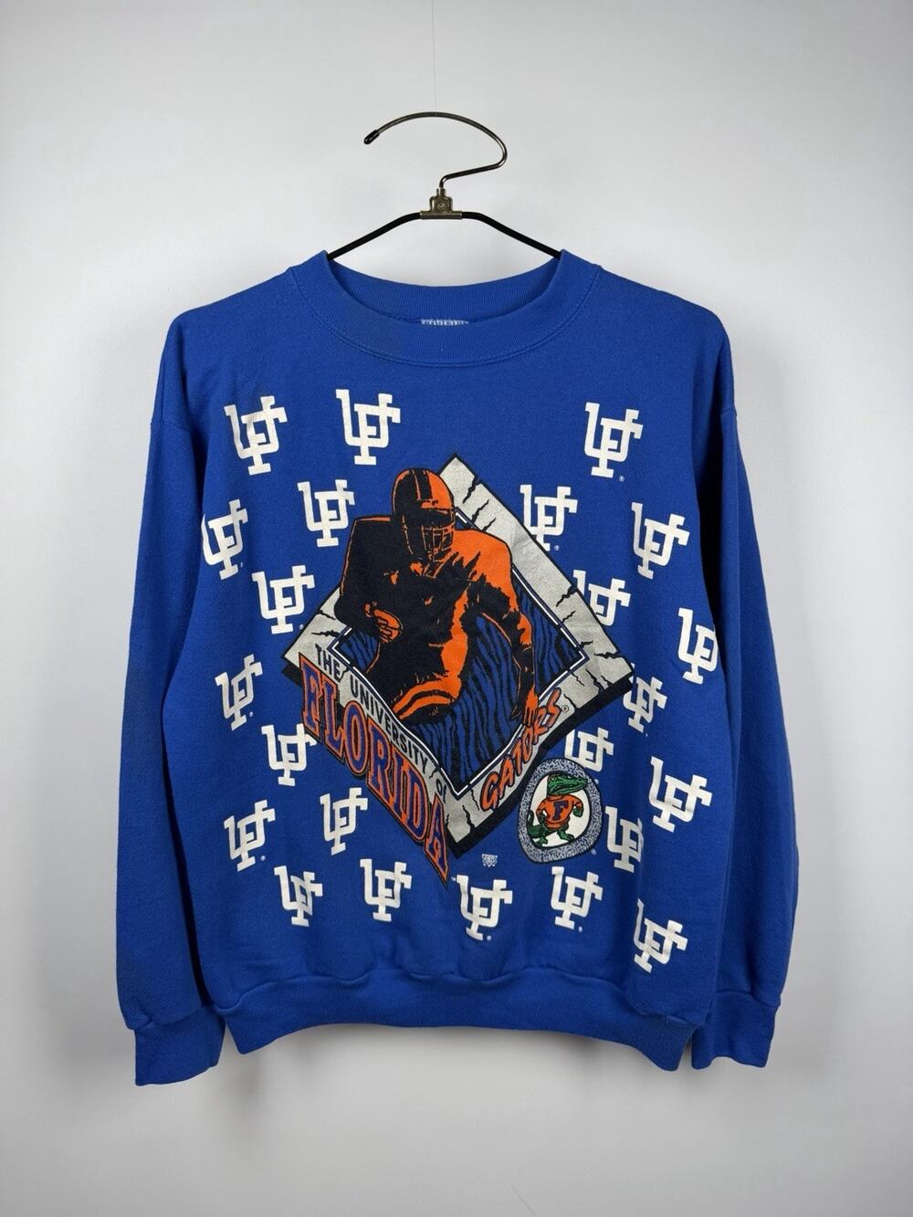 Vintage 90’s Florida Gators Big Graphic Front AOP NCAA Football Crewneck L 23x26